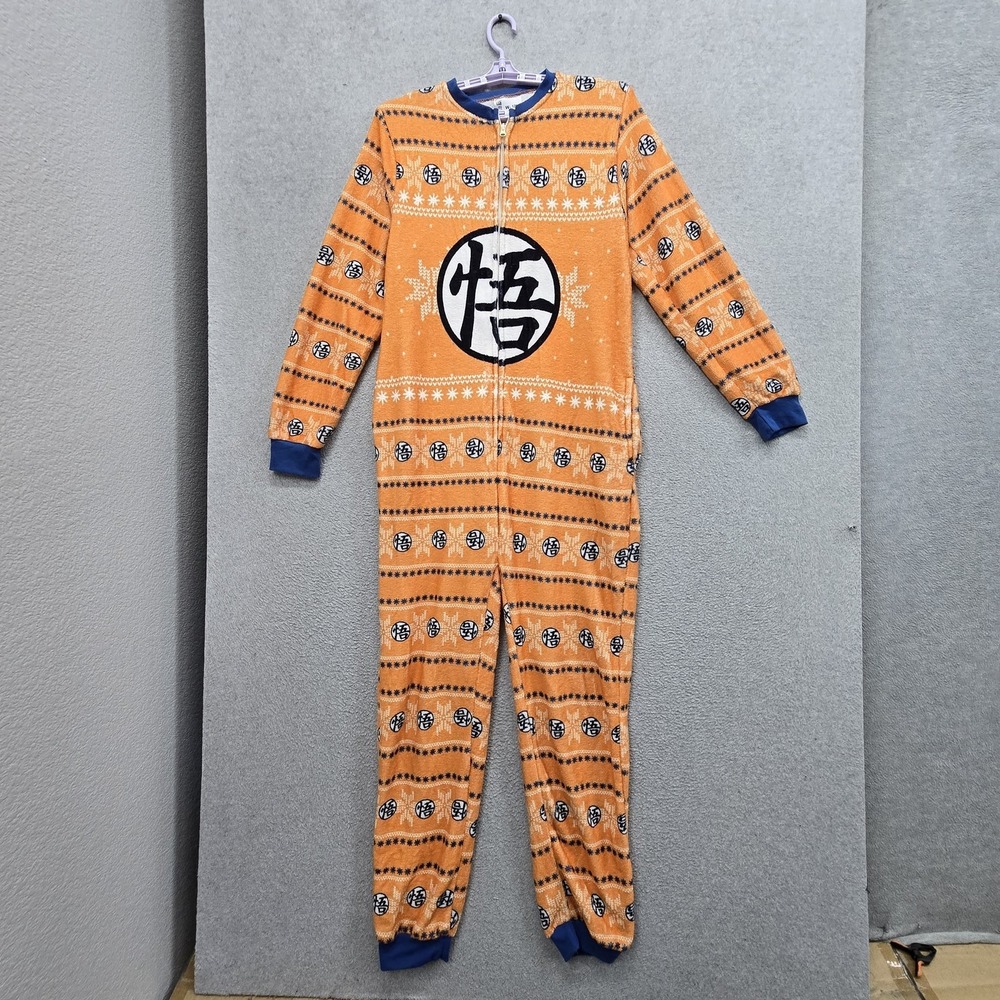 Dragon Ball Z  Men Sleepwear S/M Orange Jumpsuit Pajamas Graphic Fleece